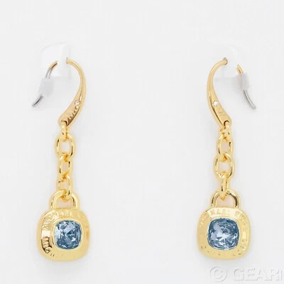 Pendientes colgantes Michael Kors MK para mujer con cristales azules, latón tono dorado Foto 1 de 4
