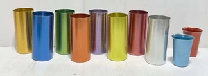 Vintage MCM Perma Hues Spun Aluminum Tumblers Set Of 8 Edgerton, OH 2 Colorcraft - Picture 1 of 9