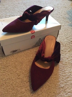 a new day Mujer Talla 8.5W Borgoña Liana Microgamuza Slide Gatito Tacones Foto 1 de 4