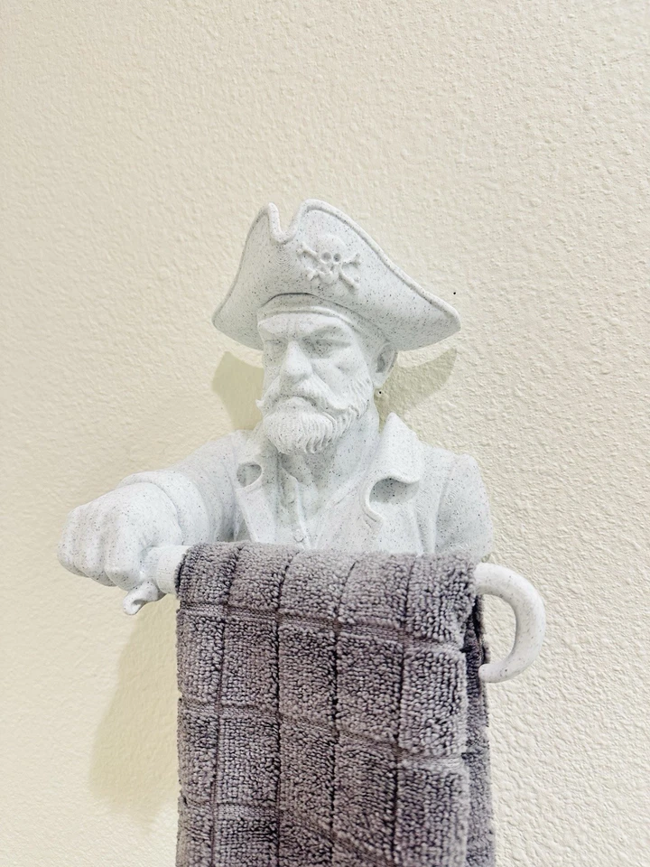 Toallero pirata montaje en pared - baño náutico decoración escultura costera arte Foto 1 de 4
