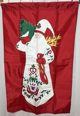 Винтажная нейлоновая праздничная аппликация с рождественским флагом Санта-Клауса из Старого Света - Изображение 1 из 4
