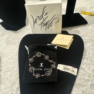 Pulsera Judith Jack de plata de ley de ónix y marcasita Foto 1 de 4