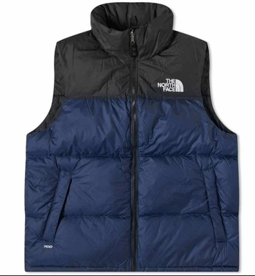Mens North Face 1996 Retro Nuptse Vest Navy Blue Gilet Jacket - Imagem 1 de 4