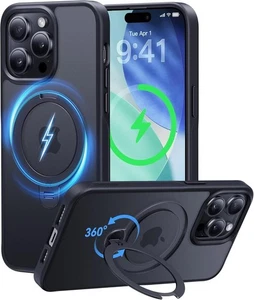 CASEKOO Patentierte 360° Spin Magnet Ständer iPhone 14 Pro Hülle MAGSAFE SLIM SCHWARZ - Bild 1 von 12
