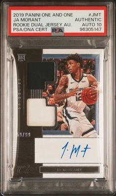 2019 One And One Ja Morant /99 Dual Patch RC Auto RPA PSA Auto 10 - Image 1 of 2