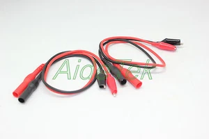 New banana plug to aligator clip test leads 4 FLUKE EXTECH multimeter RED BLACK - Picture 1 of 1