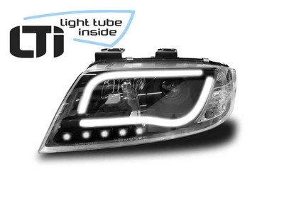 LTi Scheinwerfer Audi A6 4b Bj. 2001-2004 Schwarz LED Tagfahrlicht O. Light Tube - Bild 1 von 2