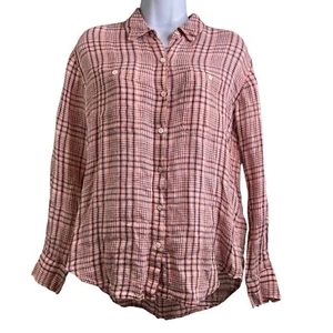 Camisa Joie Para Mujer 100% Lino Roja A Cuadros A Medida Costera Informal Abotonada Talla S - Imagen 1 de 12