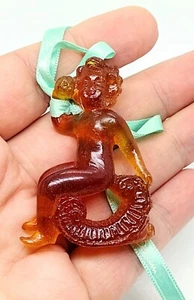 DAUM ANGEL ANGELOT ET LYRE ORANGE PATE DE VERRE CRYSTAL CHRISTMAS ORNAMENT NOEL - Picture 1 of 9