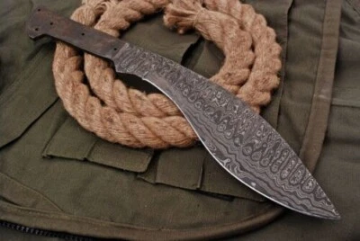 FULL TANG DAMASCUS STEEL HUNTING TRACKER SURVIVAL KUKRI BLANK BLADE KNIFE X122