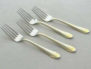 Yamazaki Harlow 4 Salatgabeln zweifarbig Edelstahl Gold Schnörkel Patric 95-98 EUC - Bild 1 von 6