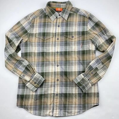 Merrell Long Sleeve Button Up Size Small Tan Brown Check Print Checkered - Image 1 of 4