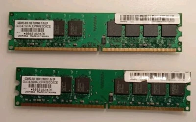 2 Moduli RAM 2GB DDR2 800MHz PC2-6400U GU342G0ALEPR692C6CE 2x2GB Unifosa/Elpida - Immagine 1 di 3