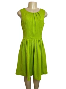 Ellen Tracy Damen ärmelloses grünes Fit & Flare Kleid mit Faltenrock Gr. 4 - Bild 1 von 9