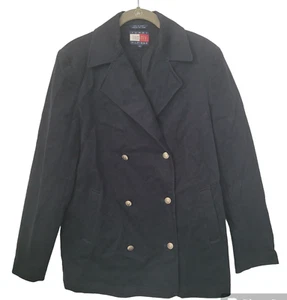 Tommy Hilfiger Blazer Jacket Womens Size 6 Blue Faux Suede Double Breasted - Picture 1 of 5