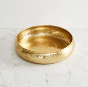 Antique Round Hammered Urli Bowl Handcrafted Metallic Gold Size 10 Inch us - Picture 1 of 4