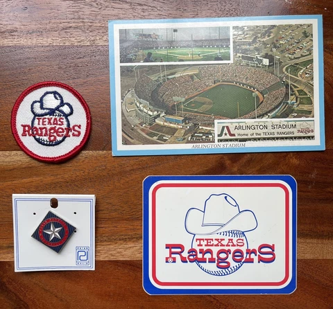 Texas Rangers Pin, Patch, Sticker, Postcard Cover