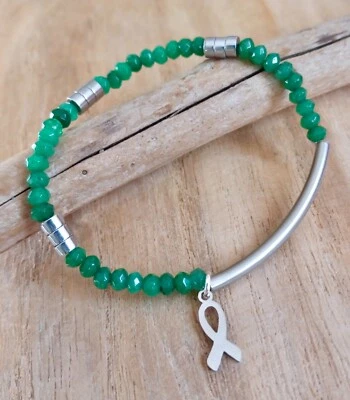 Pulsera de conciencia verde, conducto biliar de la vesícula biliar, cáncer de hígado, trastorno bipolar Foto 1 de 4