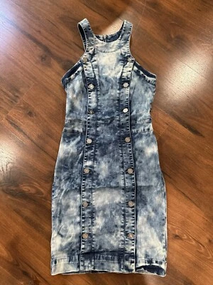Bebe 罕见牛仔紧身连衣裙 0 码水洗蓝色  — 第 1/4 张图片