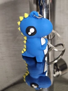 Animated Cartoon 3D Rubber Silicone Blue Dinosaur Keyring UK Seller Free UK P&P - Picture 1 of 6