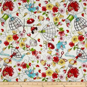 Fat Quarter The Quilted Cottage Sewing Fairies Cream 100% Cotton Quilting Fabric - Picture 1 of 1