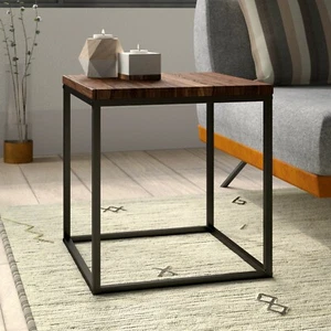 Savona Manufacturer Wood Square Side End Industrial Style/Vintage Effect -ST48V - Picture 1 of 6