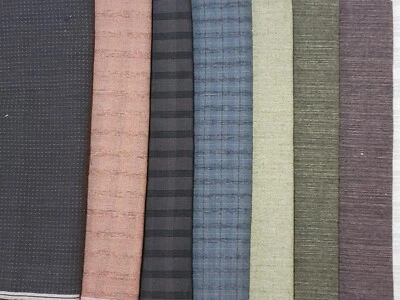 Japanese Yarn dyed fabric 100% cotton set of 7  110 cm (44 ") x 30 cm (12") - Image 1 of 4