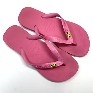 HAVAIANAS Brasil Logo Womens Pink Flip Flops Sandals Size 7/8 EUR 41/42 - Picture 1 of 4