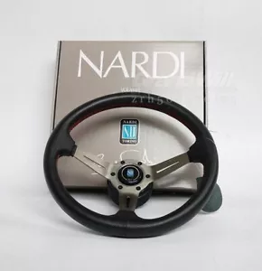350mm 14' Perforated Leather Deep cone 90mm Racing Sport Steering Wheel - Picture 1 of 11