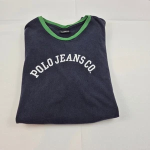 Polo Jeans Co Ralph Lauren T-Shirt Herren XL Navy Grün Besatz Vintage Y2K Streetwear Lang - Bild 1 von 11