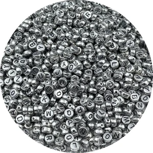 1000pcs Silver Round Letter Beads 4x7mm Acrylic Alphabet Spacer Beads 4 Jewelry - Picture 1 of 2