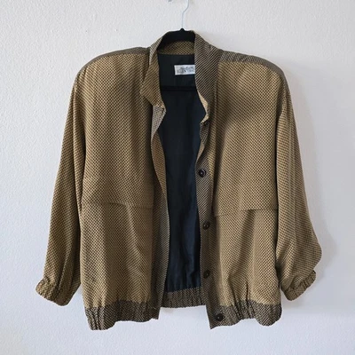 Vintage 1980s Silk Ellen Tracy Linda Allard Shoulder Pads Blazer Jacket Women S - Image 1 of 4