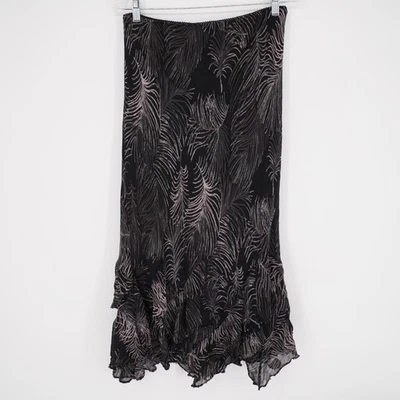 Falda midi vintage Whimsigoth Y2K para mujer 14 negra de gasa con cuentas pañuelo en capas Foto 1 de 4