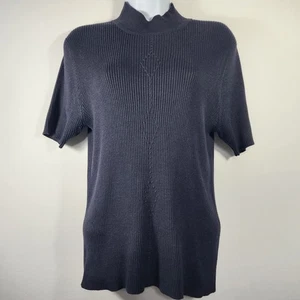 Conrad C Collection Knit Top Sz S/P Black Silk Blend Short Sleeve - Picture 1 of 12