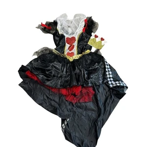 Evil Queen Of Hearts Dress and Hat Halloween Costume Glam Sexy Mini Dress Large - Picture 1 of 6