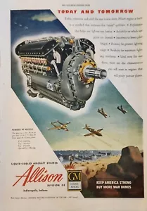 Allison General Motors 1944 motores de aviones anuncio de colección hoy y mañana - Imagen 1 de 1