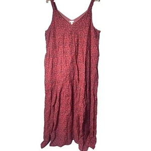 Joie Dress Womens Large Red Tea Rose Maxi Tiered Sundress Long Peasant Boho - Picture 1 of 9