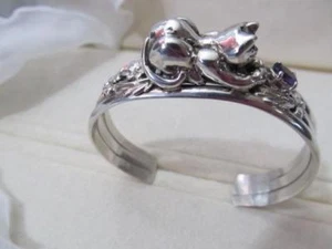 Brazalete Vintage Carol Felley Gatito Amatista Plata Esterlina Raro - Imagen 1 de 12