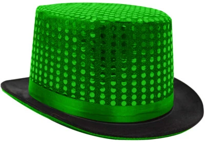 GREEN SEQUIN TOP HAT FANCY DRESS DANCE RINGMASTER CABARET SHOW ACCESSORY LOT - image 1 of 4