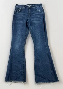 Pantalones de mezclilla Gemma Rae con cordones en la espalda talla 11/30 acampanados desgastados retro hippie pierna ancha - Imagen 1 de 15