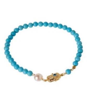 Pulsera Cáncer Mal de Ojo Turquesa Hecha a Mano Foto 1 de 4