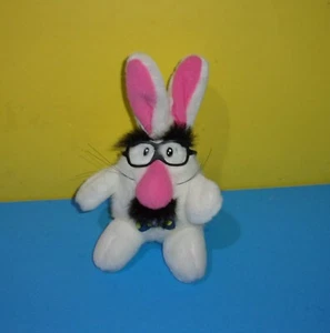 Vintage Dakin Stofftier Hase große rosa Nase Schnurrbart - schwarzer Rand Gase Verkleidung - Bild 1 von 2