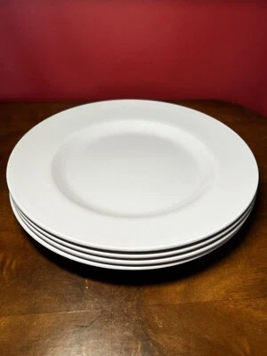 Conjunto de seis tigelas de macarrão de melamina brancas lisas de 12 pol. com aro largo, sem marca, em excelente estado usado - Imagem 1 de 4