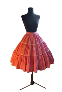 Vintage Square Dance SKIRT Full Hem Pink Rockabilly Swing Cowgirl Metal Zip XS - Picture 1 of 7