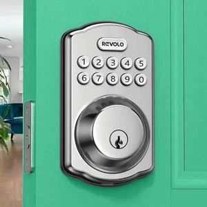 Revolo Schlüsselloser Zugang Hausriegel Türschloss Nummernblock Satin Nickel Finish - Bild 1 von 7