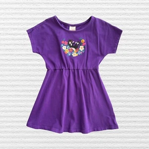 Hanna Andersson Girls Cat in Flower Garden Play Dress Purple Short Sleeve Size 4 - Picture 1 of 11