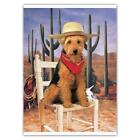 Naklejka prezentowa: Airedale Terrier Desert Dziki Zachód Pies Zwierzę domowe Słodka Arizona