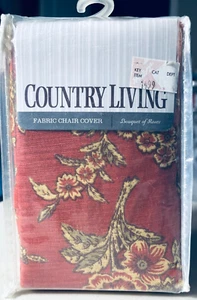 Country Living Fabric Chair Cover Bouquet Of Roses Pattern Polyester Cotton Red - Picture 1 of 8
