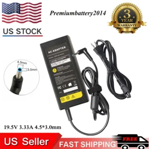 AC Adapter Power Charger Cord 65W 19.5V 3.33A For HP Pavilion Laptop Blue Tip US - Picture 1 of 8