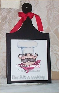 Fat Chef Cutting Board Sick Cook Wall Plaque Decoration Bistro Decor Cafe  White - Picture 1 of 2
